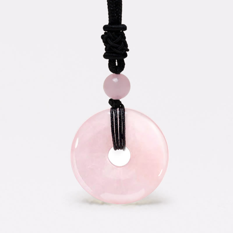 Karma Stone Lucky Coin Pendant Healing Crystal Gemstone Necklace