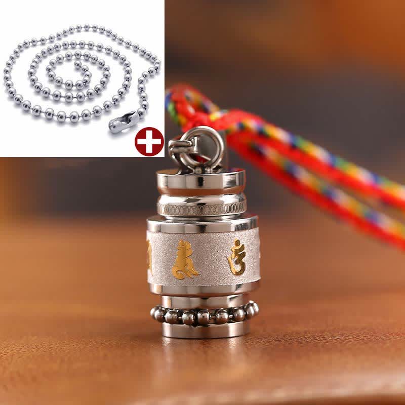 Karma Stone Tibet Om Mani Padme Hum Shurangama Mantra Titanium Steel Wisdom Amulet Necklace Pendant