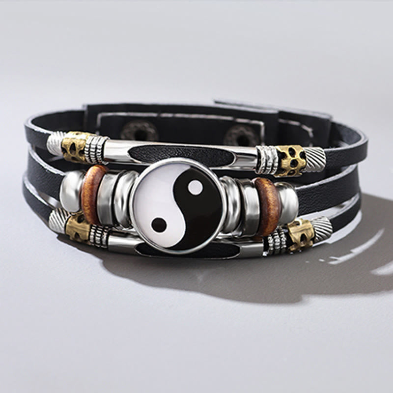 Karma Stone Yin Yang Leather Balance Bracelet