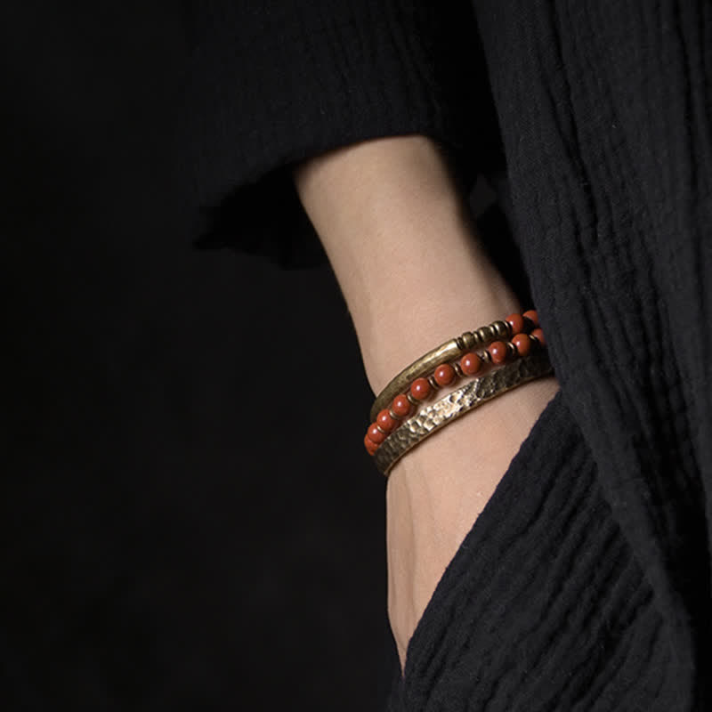 Karma Stone Simple Design Copper Wealth Cuff Bracelet