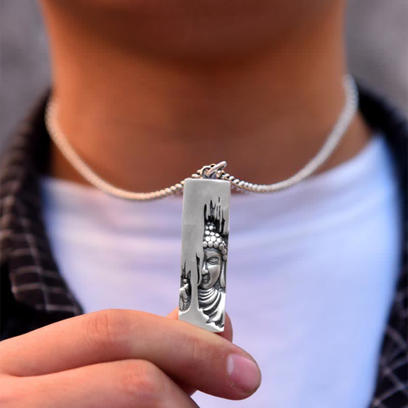Karma Stone Tathagata Buddha Strength Protection Amulet Lucky Pendant Necklace