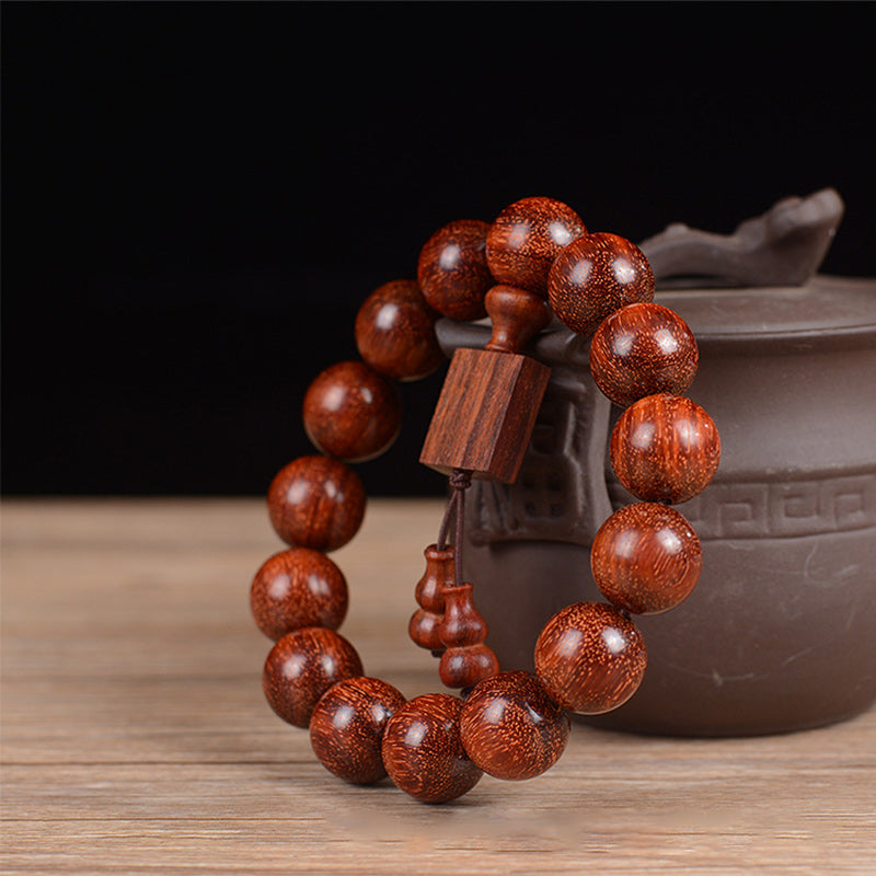 Karma Stone Tibetan Small Leaf Red Sandalwood Relaxation Bracelet