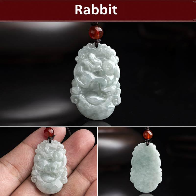 Karma Stone Natural Jade 12 Chinese Zodiac Sucess Pendant Necklace