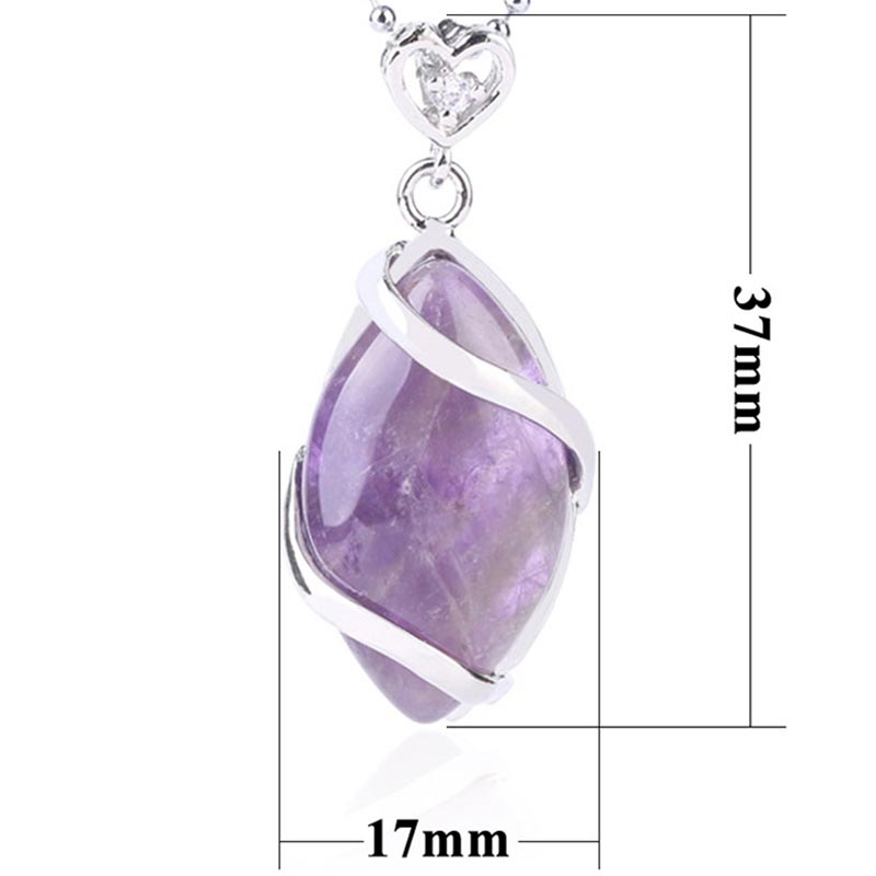 Karma Stone Marquise Pattern Natural Crystal Stone Charm Necklace Pendant