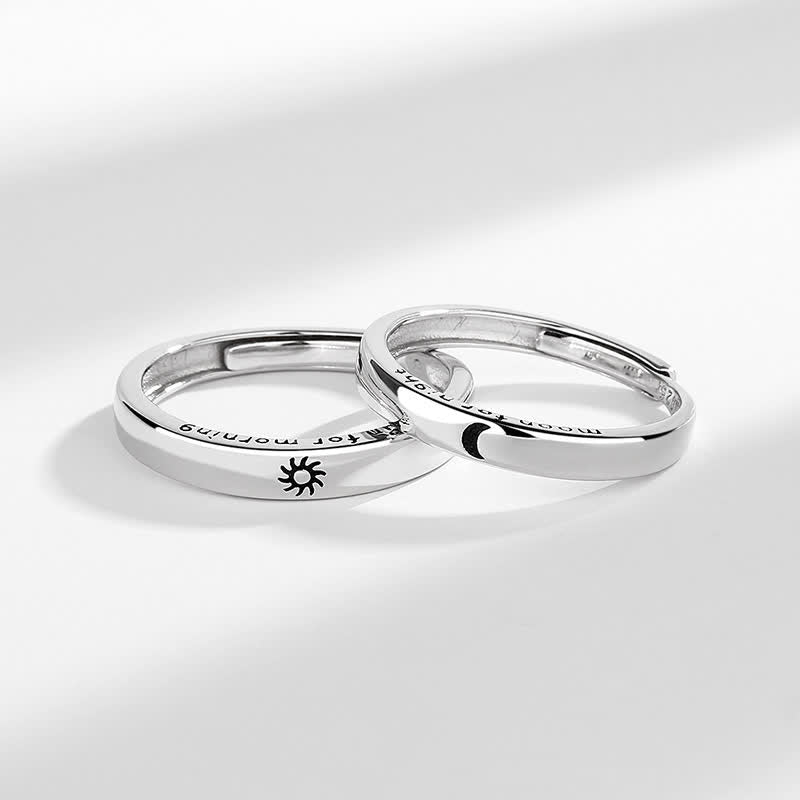 Karma Stone 925 Sterling Silver Sun Moon Protection Adjustable Couple Ring