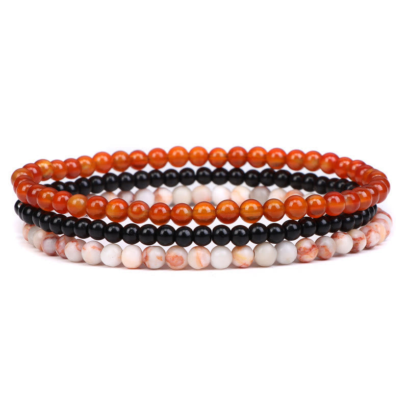 Karma Stone 3Pcs Natural Crystal Stone Inner Peace Spiritual Bracelet