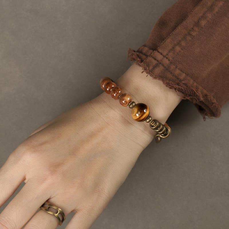 Karma Stone Kuka Seed Tiger Eye Gold Sheen Obsidian Copper Wealth Luck Bracelet