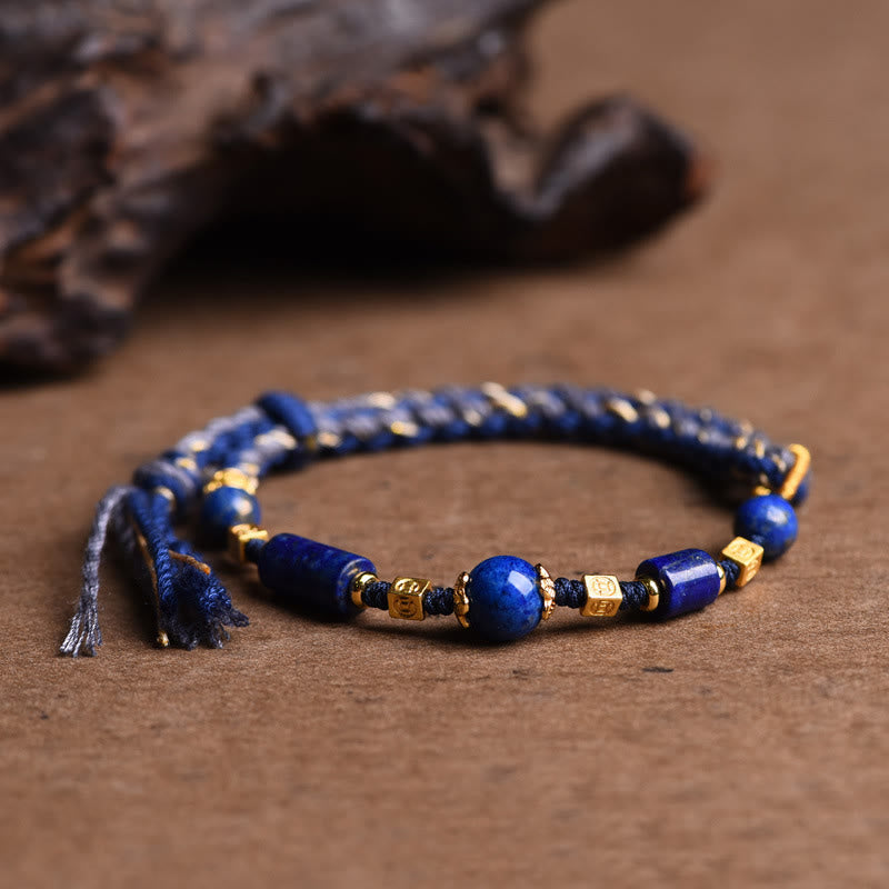 Karma Stone Handmade Natural Lazurite Bead Positive Rope Bracelet