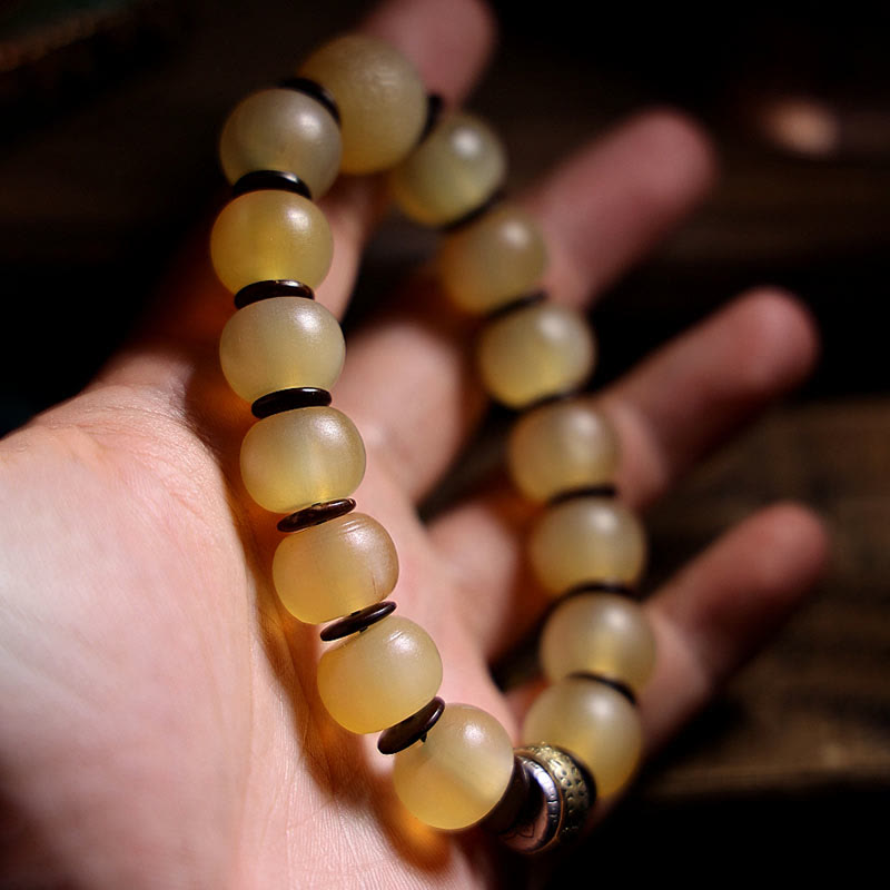 Karma Stone Handmade Tibetan Sheep Horn Om Mani Padme Hum Auspiciousness Bracelet
