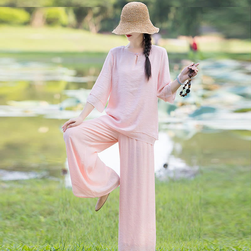 Karma Stone Tai Chi Meditation Prayer Zen Spiritual Morning Practice Clothing Women's Set