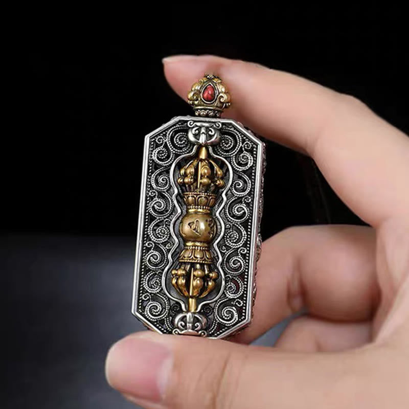 Karma Stone Tibetan Om Mani Padme Hum Carved Dorje Vajra Rotatable Lotus Pattern Purity Rope Necklace Pendant