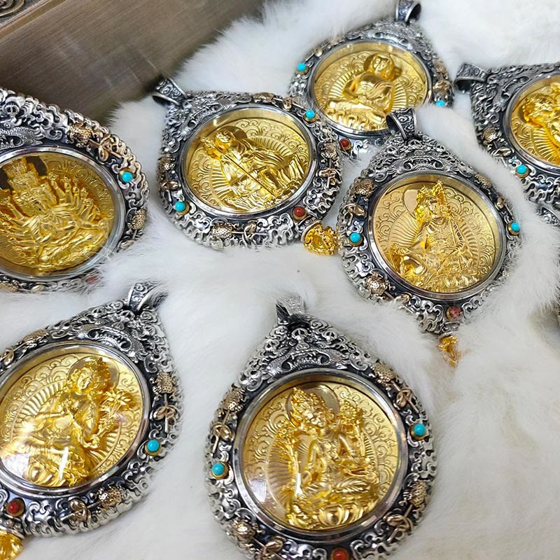 Karma Stone Chinese Zodiac Natal Buddha Thangka Nine Palaces Eight Diagrams Wealth Rotatable Necklace Pendant