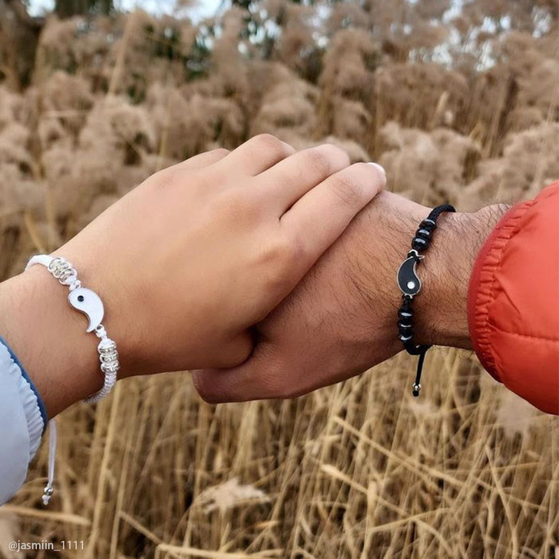 Karma Stone 2pcs Yin Yang Hematite Couple Bracelet