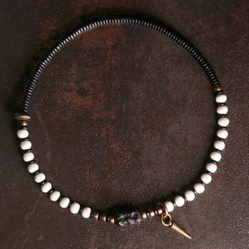 Karma Stone Yak Bone Ebony Wood Copper Strength Couple Bracelet