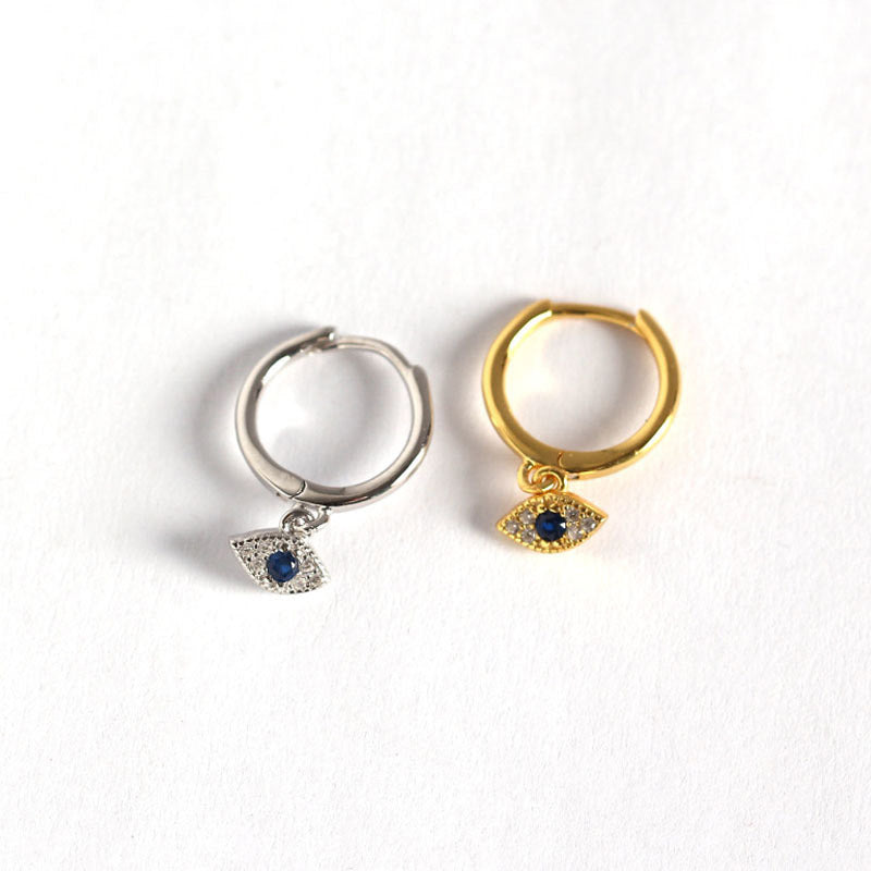 Karma Stone 925 Sterling Silver Evil Eye Blessing Protection Stud Earrings