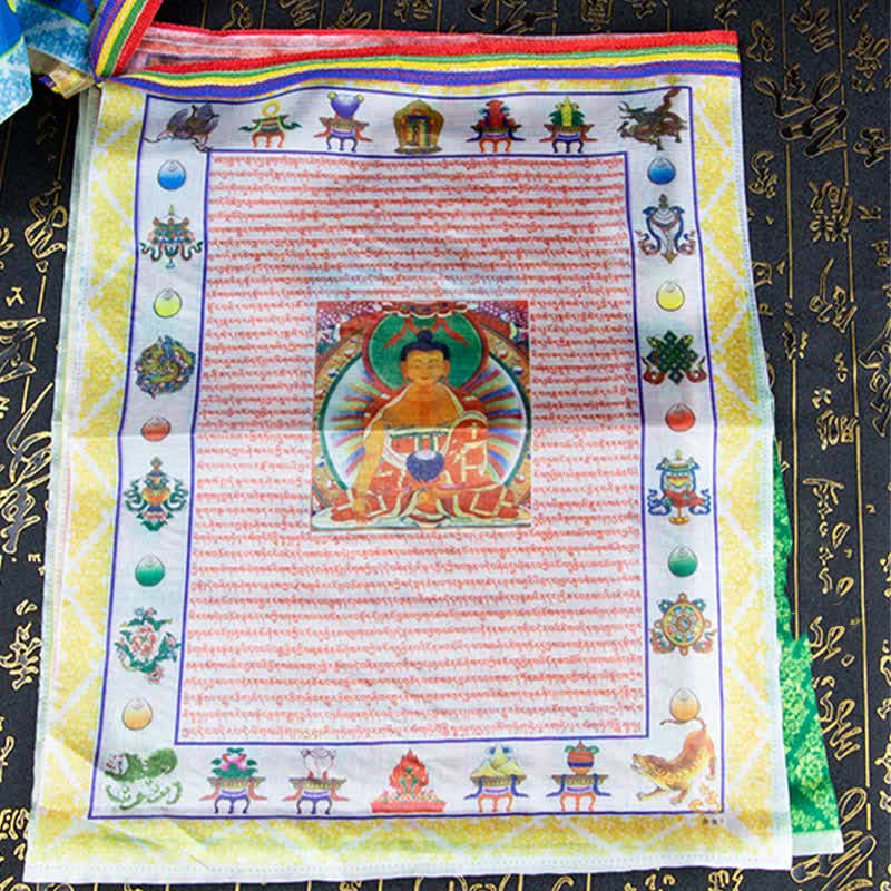 Karma Stone Tibetan 5 Colors Windhorse Buddha Tara Scriptures Healing Auspicious Outdoor Prayer Flag