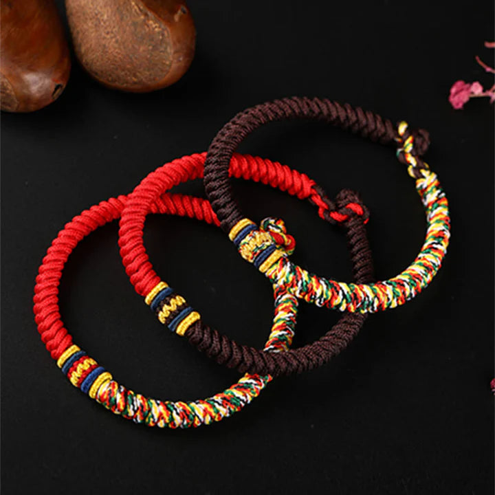 Karma Stone Tibetan Handmade Multicolored Thread King Kong Knot Strength Braid String Bracelet