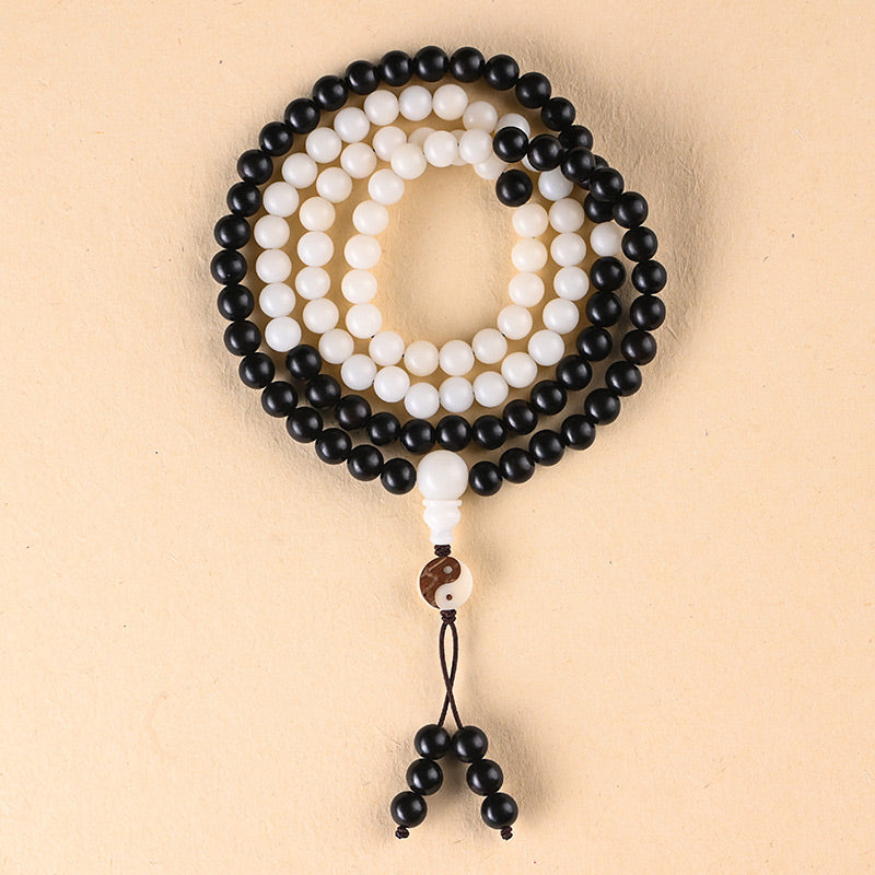Karma Stone Ebony YinYang Protection Necklace Mala
