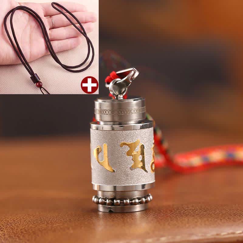 Karma Stone Tibet Om Mani Padme Hum Shurangama Mantra Titanium Steel Wisdom Amulet Necklace Pendant