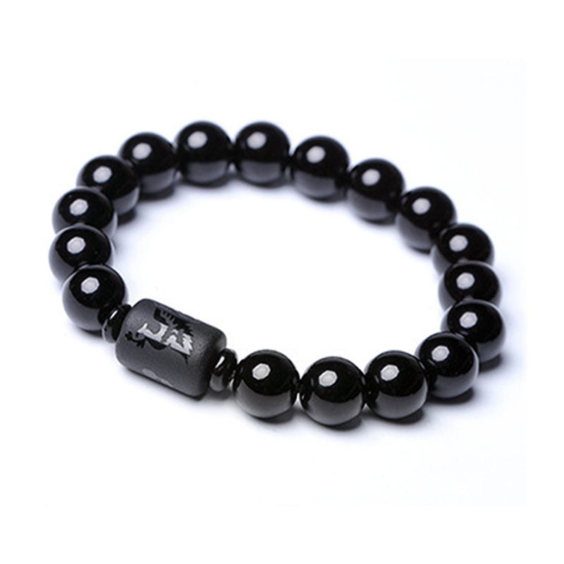 Karma Stone Soul Cleansing Black Obsidian Phoenix Dragon Bracelet
