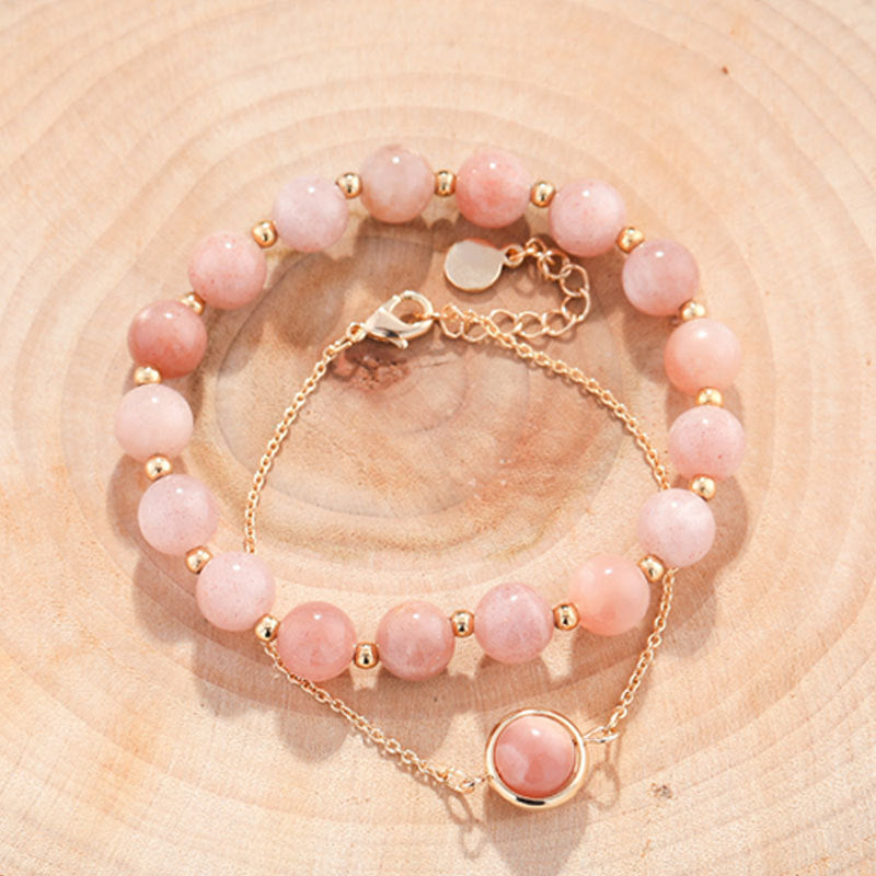 Karma Stone Sun Stone Strawberry Quartz Crystal Positive Bracelet