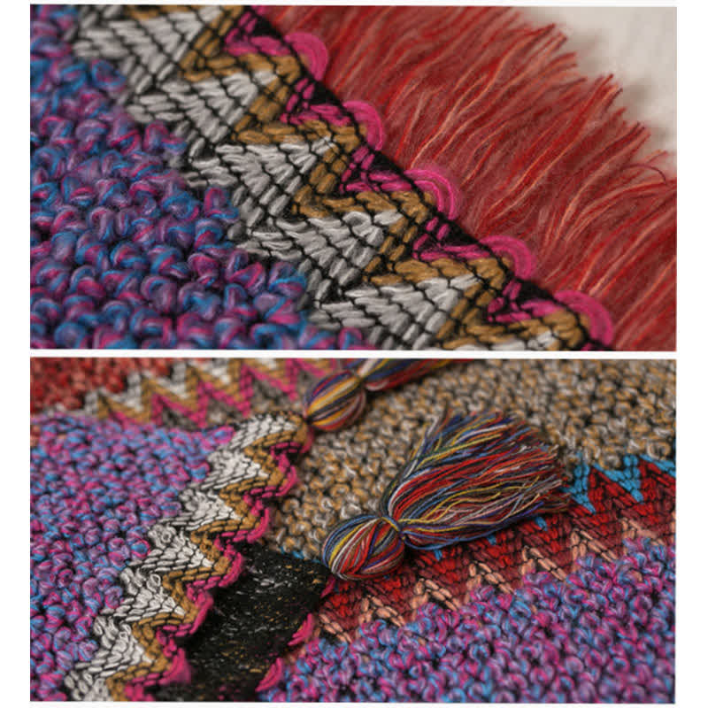 Karma Stone Tibetan Shawl Knitting Warm Cloak Tibetan Tassel Scarf