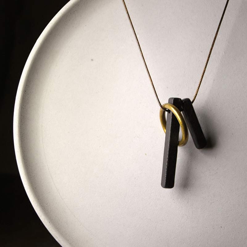 Karma Stone Zen Circle Ebony Wood Enlightenment Necklace Pendant