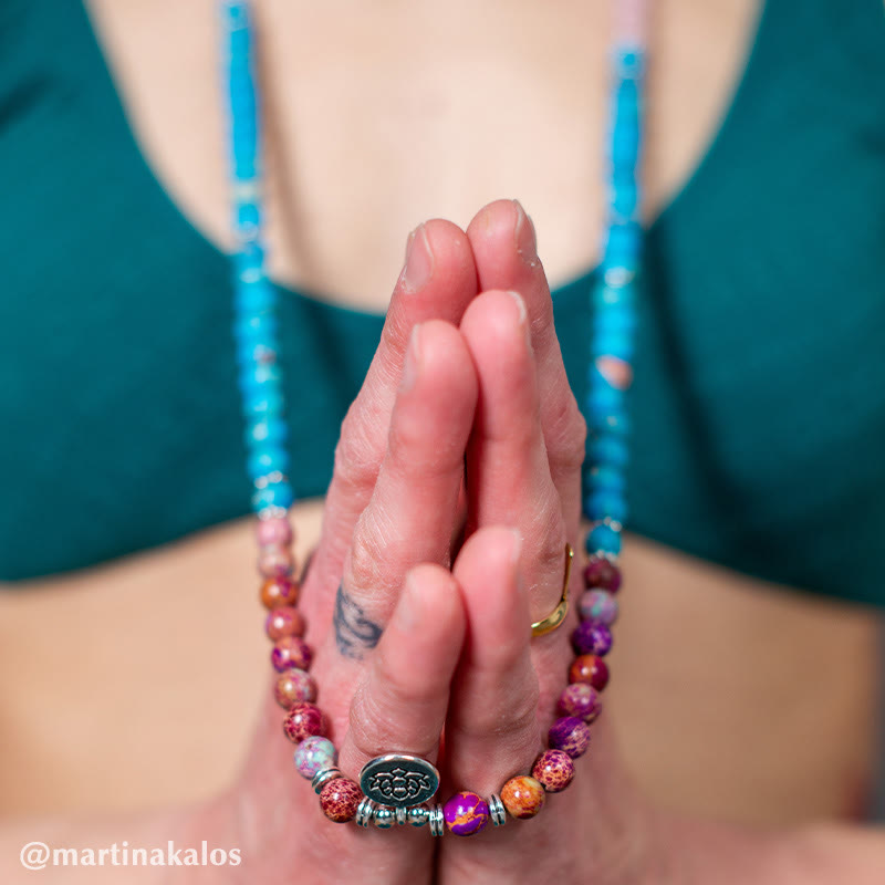 Karma Stone Tibetan Purple Miano Real Bead Harmony Lotus Mala