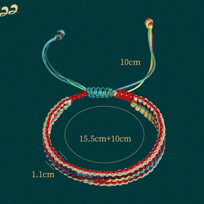 Karma Stone Tibet Handmade Rainbow Multicolored Protection Braided String Bracelet