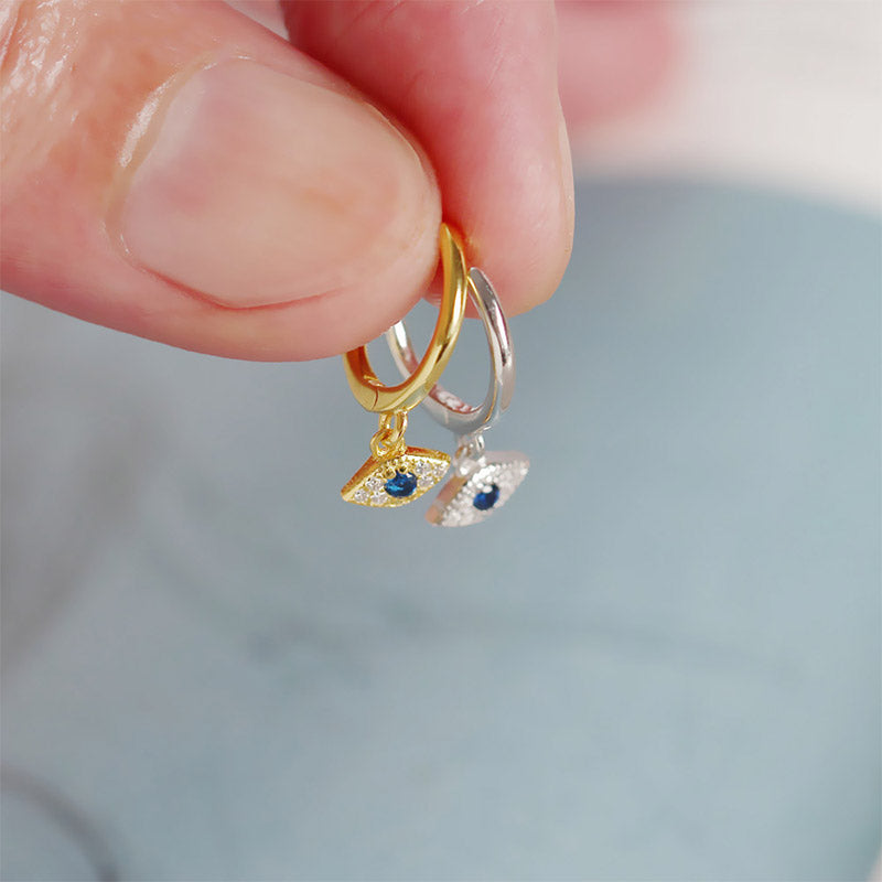 Karma Stone 925 Sterling Silver Evil Eye Blessing Protection Stud Earrings