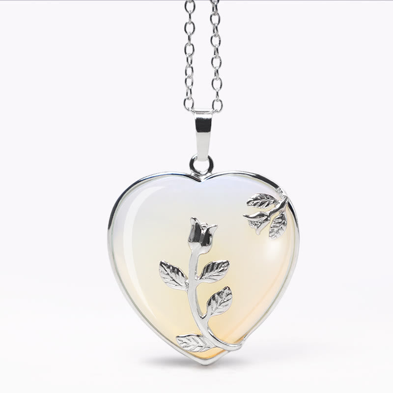 Karma Stone Natural Healing Crystals Heart Pendant Necklaces