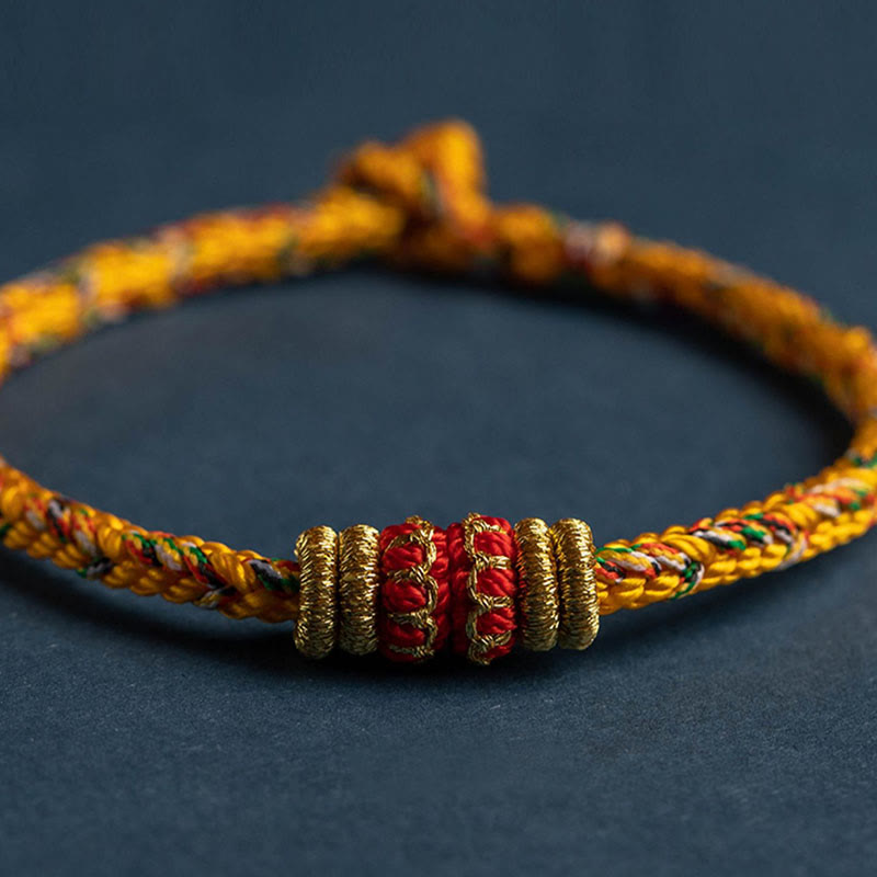 Karma Stone Tibet Handmade Chinese Zodiac Natal Buddha Luck Strength Braided String Bracelet