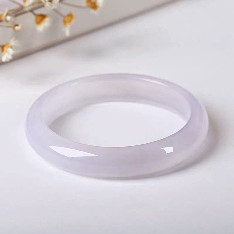Karma Stone Natural Purple Jade Soothing Protection Bracelet Bangle