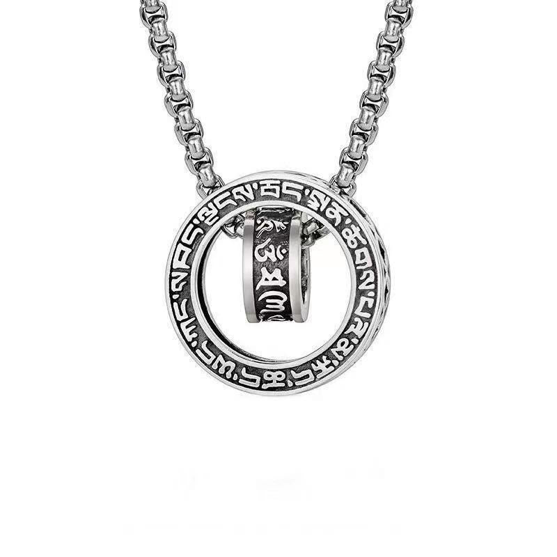 Karma Stone Tibetan Om Mani Padme Hum Carved Peace Purity Chain Necklace Pendant