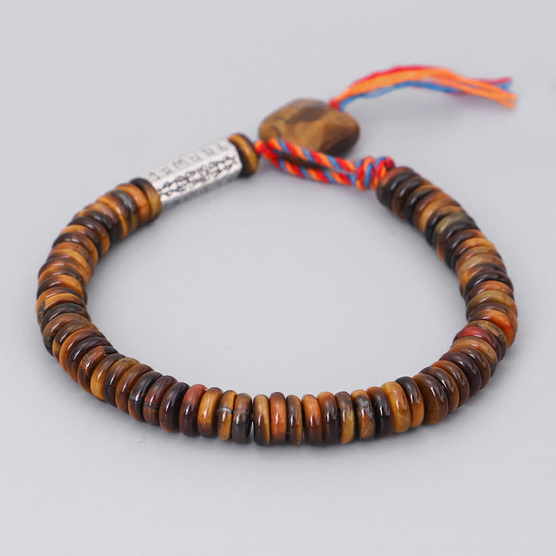 Karma Stone Tibetan Tiger Eye Om Mani Padme Hum Protection Power Bracelet