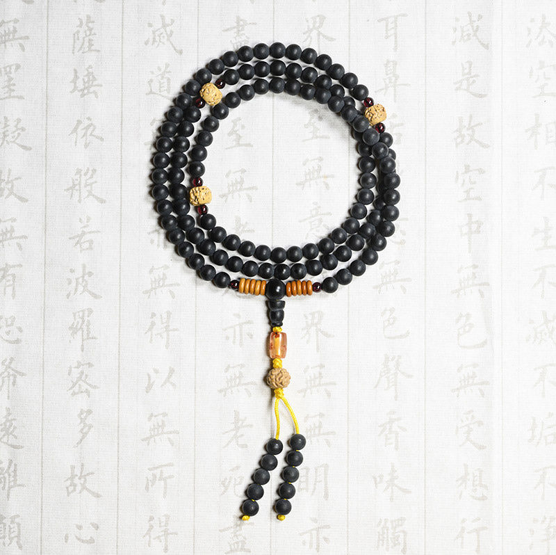 Karma Stone Tibetan Mala Cypress Bodhi Seed Red Agate Healing Bracelet
