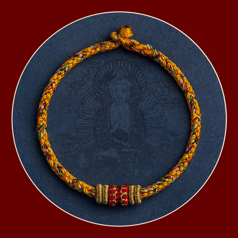 Karma Stone Tibet Handmade Chinese Zodiac Natal Buddha Luck Strength Braided String Bracelet
