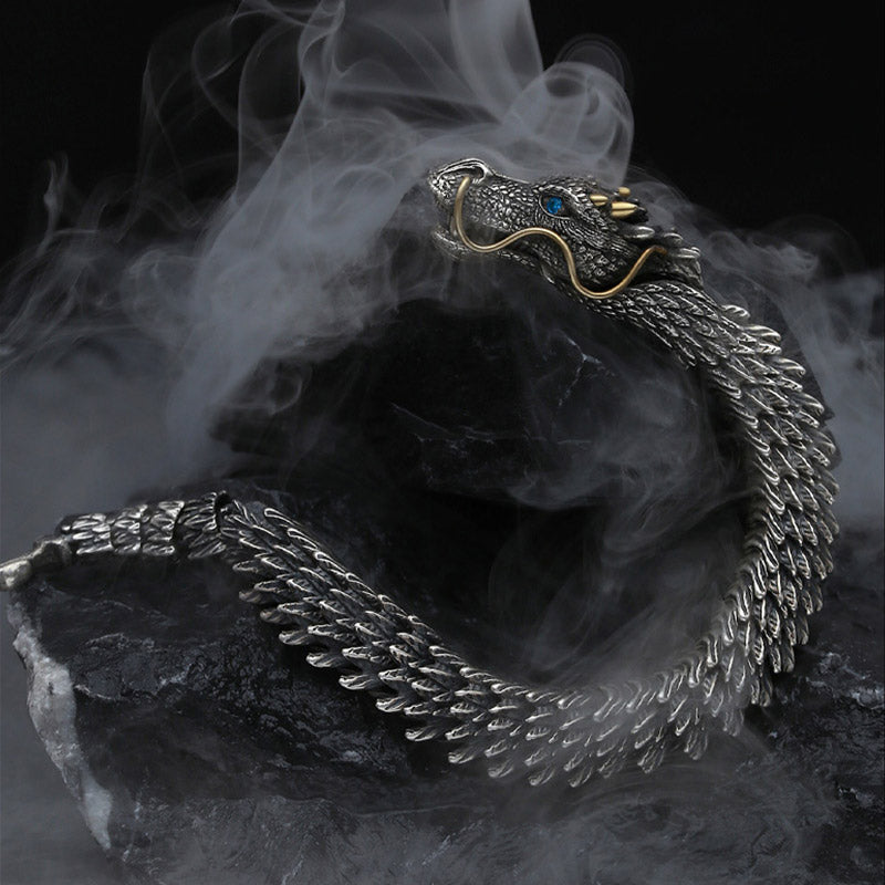 Karma Stone Nordic Dragon Handmade Amulet Luck Protection Chain Bracelet