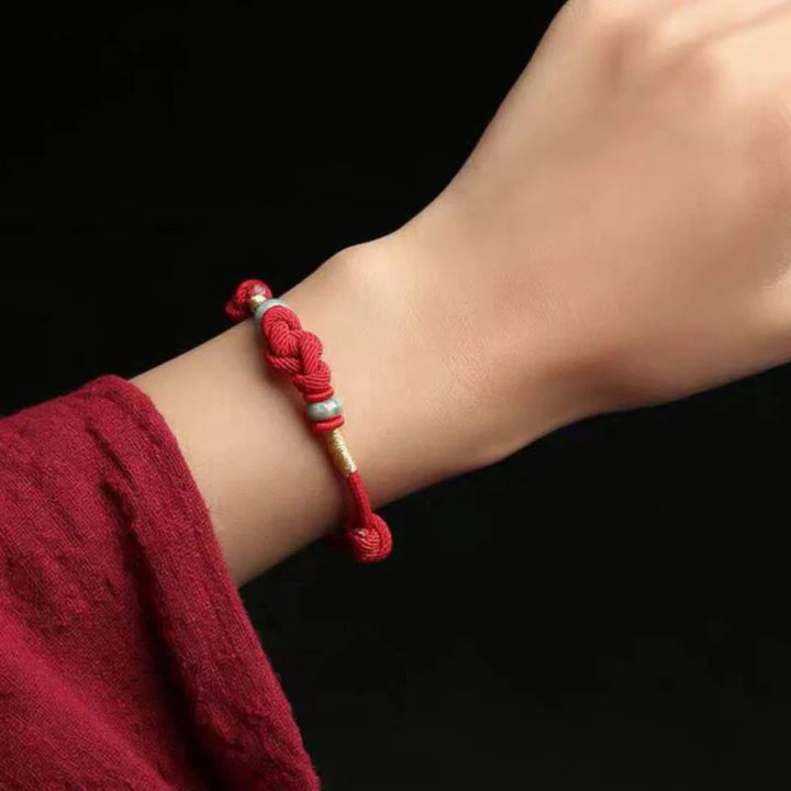 Karma Stone Red String Jade Luck Fortune Knot Braided Couple Bracelet