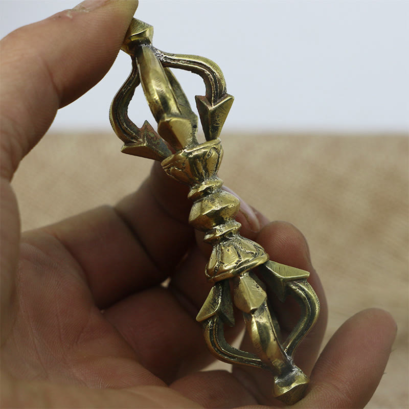 Karma Stone Handcrafted Nepal Small Five Prong Vajra Dorje Strength Copper Decoration