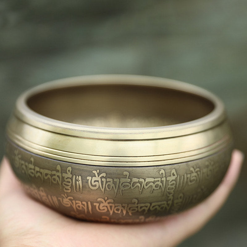 Karma Stone Tibetan Sound Bowl Handcrafted for Focus and Meditation Peaceful Happiness Singing Bowl Set