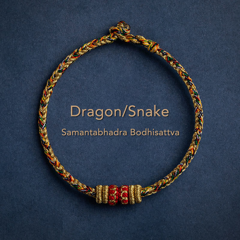 Karma Stone Tibet Handmade Chinese Zodiac Natal Buddha Luck Strength Braided String Bracelet