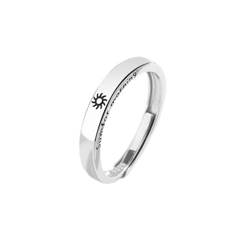 Karma Stone 925 Sterling Silver Sun Moon Protection Adjustable Couple Ring