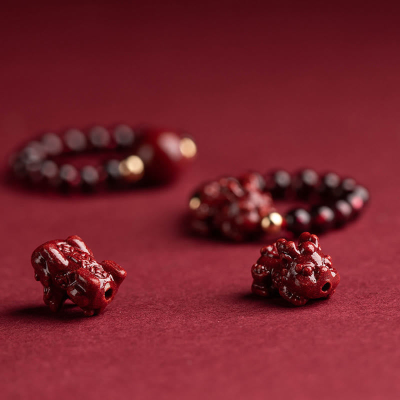 Karma Stone Garnet Cinnabar Lucky Bead PiXiu Om Mani Padme Hum Rose Protection Ring
