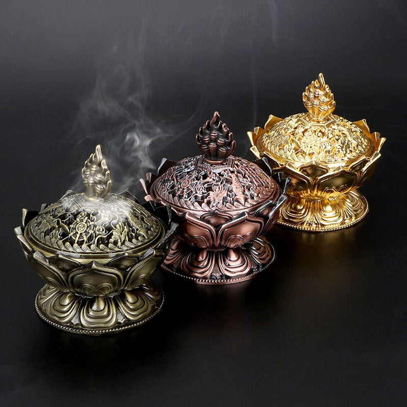Karma Stone Tibetan Lotus Shaped Purify Incense Burner