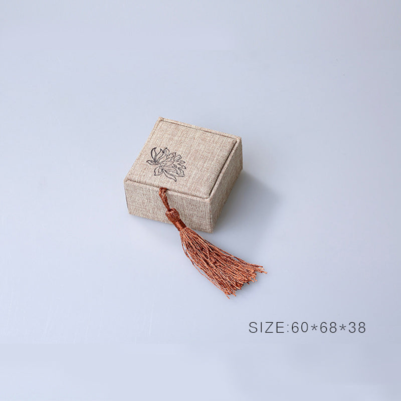 Karma Stone Lotus Pattern Jewelry Storage Box Gift Box Tassels