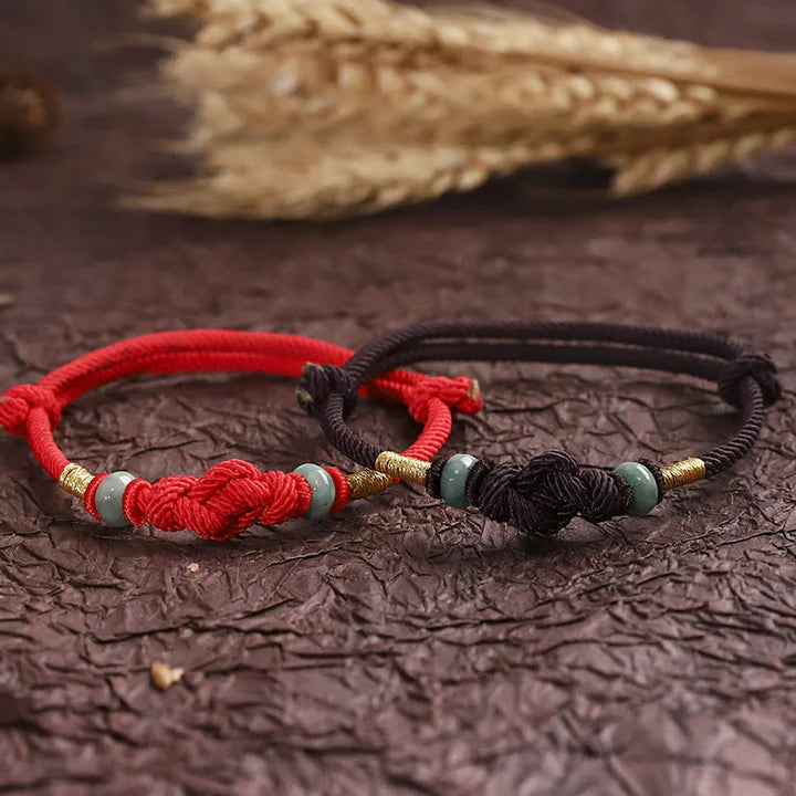 Karma Stone Red String Jade Luck Fortune Knot Braided Couple Bracelet