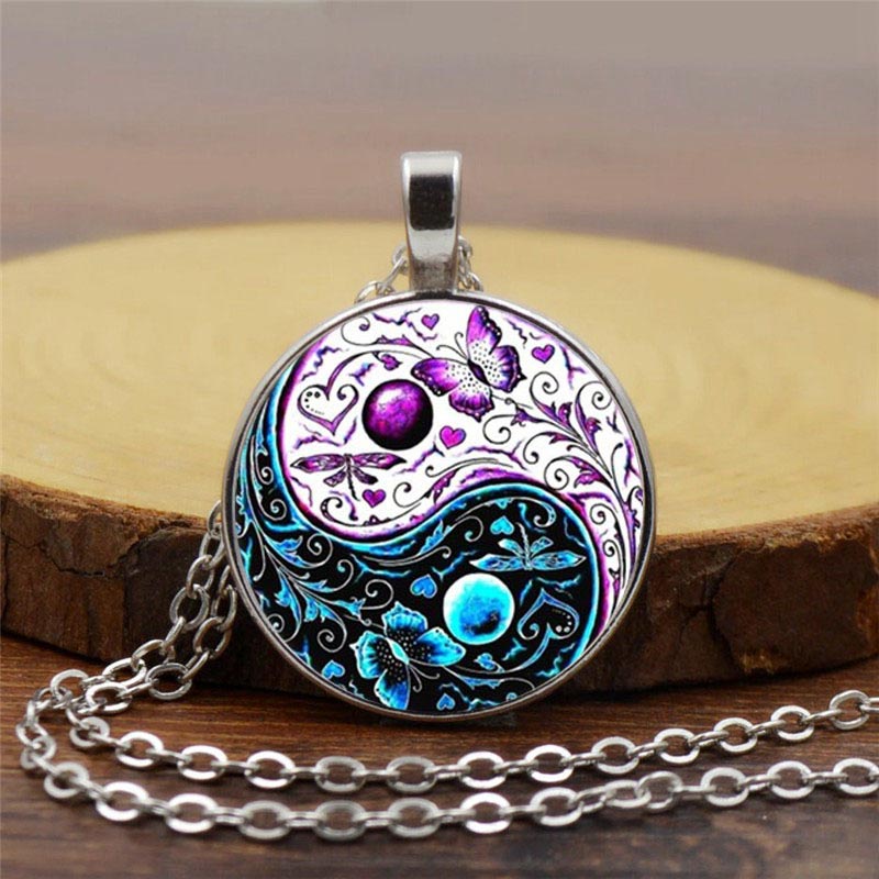 Karma Stone Yin Yang Chain Balance Necklace Pendant
