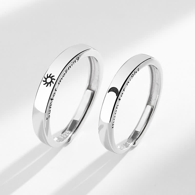 Karma Stone 925 Sterling Silver Sun Moon Protection Adjustable Couple Ring
