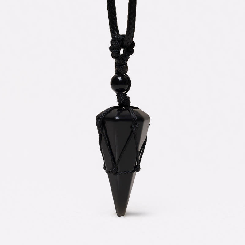 Karma Stone Natural Stone Pointed Pendant Necklace